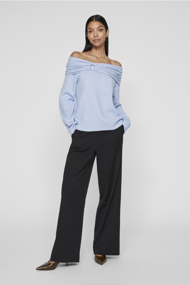 VIKENYA L/S OFF SHOULDER KNIT TOP/K 14105978 KENTUCKY BLUE/WHITE MELA