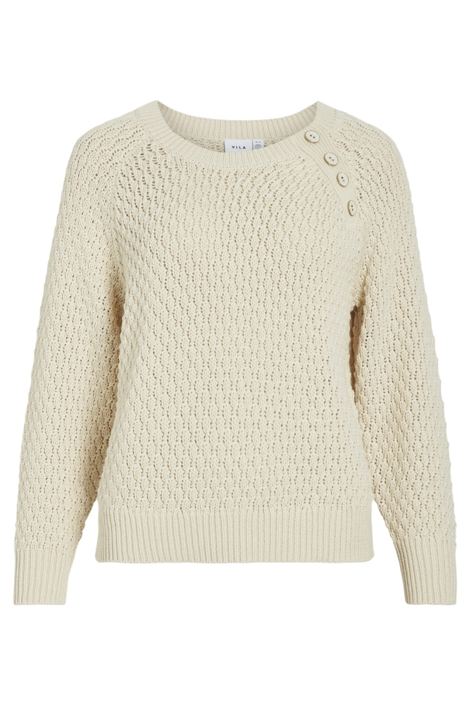 VIJOSMIRA O-NECK L/S BUTTON KNIT TO 14098538 Birch