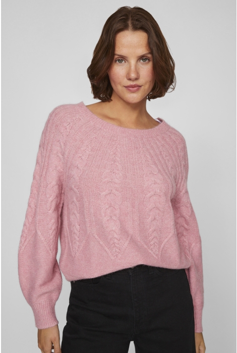 Vila viamada o-neck l/s cable knit top