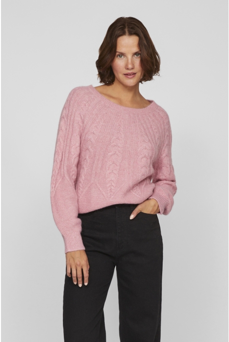 Vila viamada o-neck l/s cable knit top