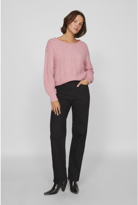 Vila viamada o-neck l/s cable knit top