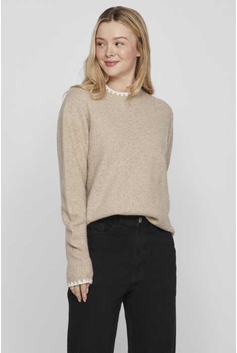 Vila vihefna stitch detail knit top/r