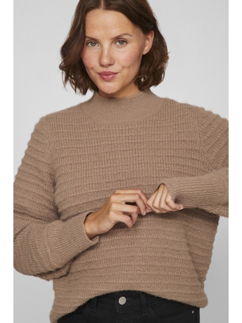 Vila Trui VITERRA HIGHNECK L/S KNIT TOP 14098887 FOSSIL