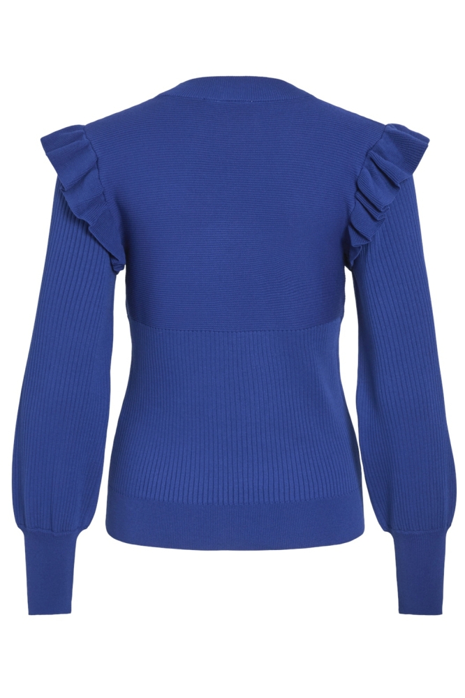 VINEIRA O-NECK L/S RIB KNIT TOP - 14094194 MAZARINE BLUE