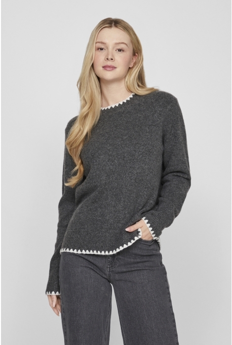 Vila vihefna stitch detail knit top/r