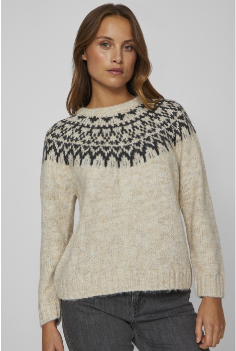 Vila viejla o-neck l/s jacquard knit top