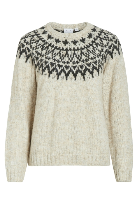 Vila viejla o-neck l/s jacquard knit top