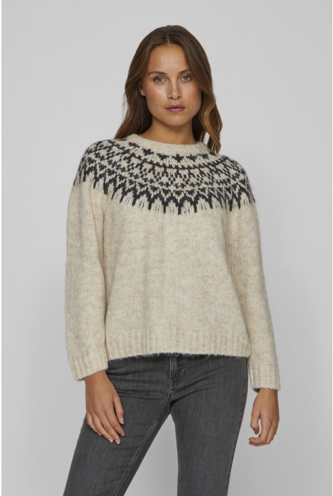 Vila viejla o-neck l/s jacquard knit top