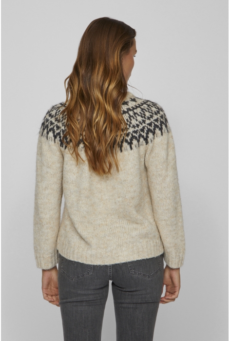 Vila viejla o-neck l/s jacquard knit top