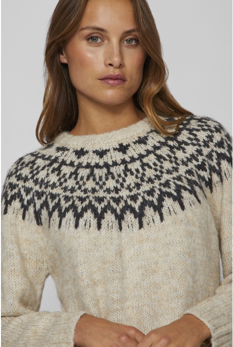 Vila viejla o-neck l/s jacquard knit top