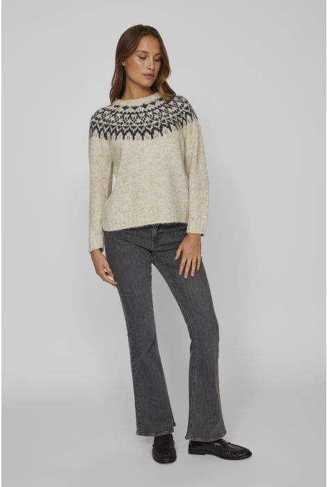 Vila viejla o-neck l/s jacquard knit top