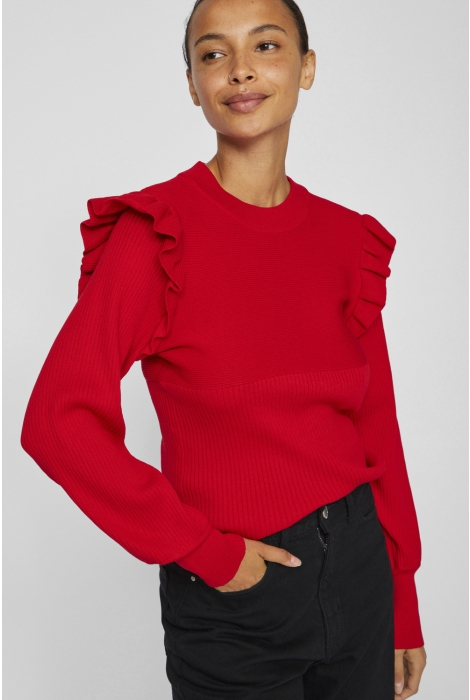 Vila vineira o-neck l/s rib knit top -