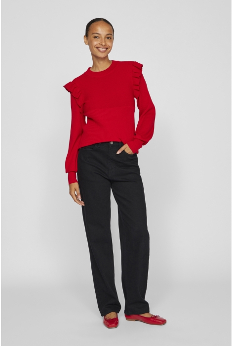 Vila vineira o-neck l/s rib knit top -