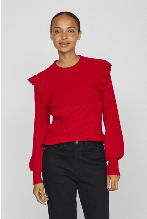 Vila vineira o-neck l/s rib knit top -