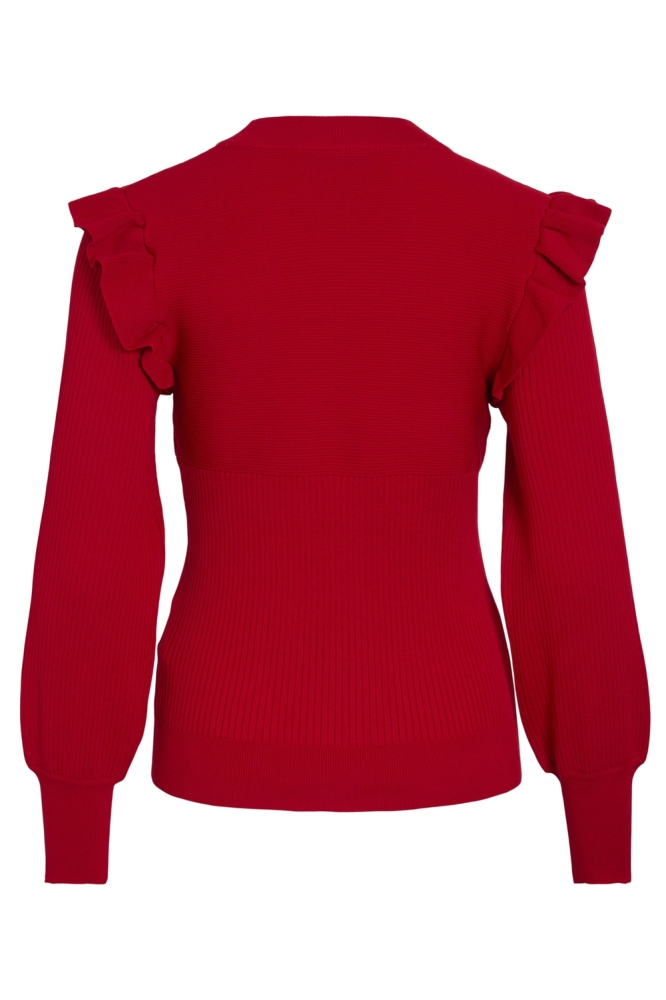 VINEIRA O-NECK L/S RIB KNIT TOP - 14094194 BARBADOS CHERRY