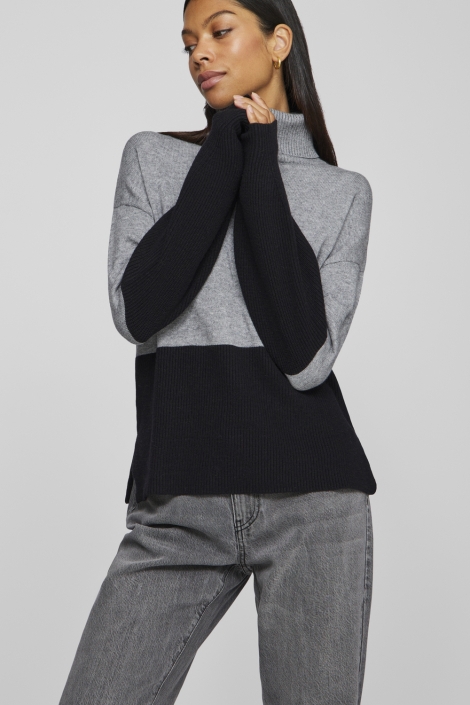 Vila viril blocking roll-nk l/s knit top