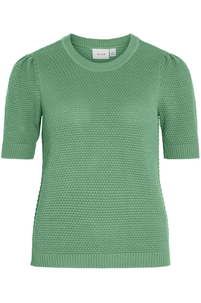 VIDALO O-NECK S/S KNIT TOP - NOOS 14084421 GREEN SPRUCE