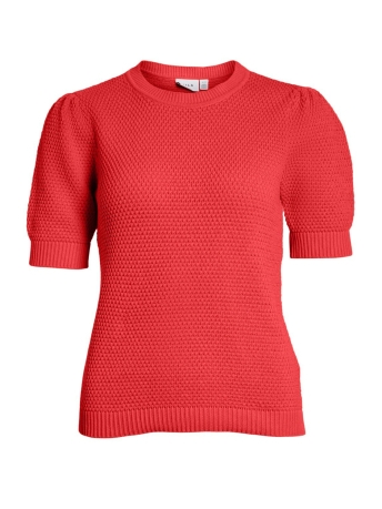 Vila Trui VIDALO O-NECK S/S KNIT TOP - NOOS 14084421 Poppy Red