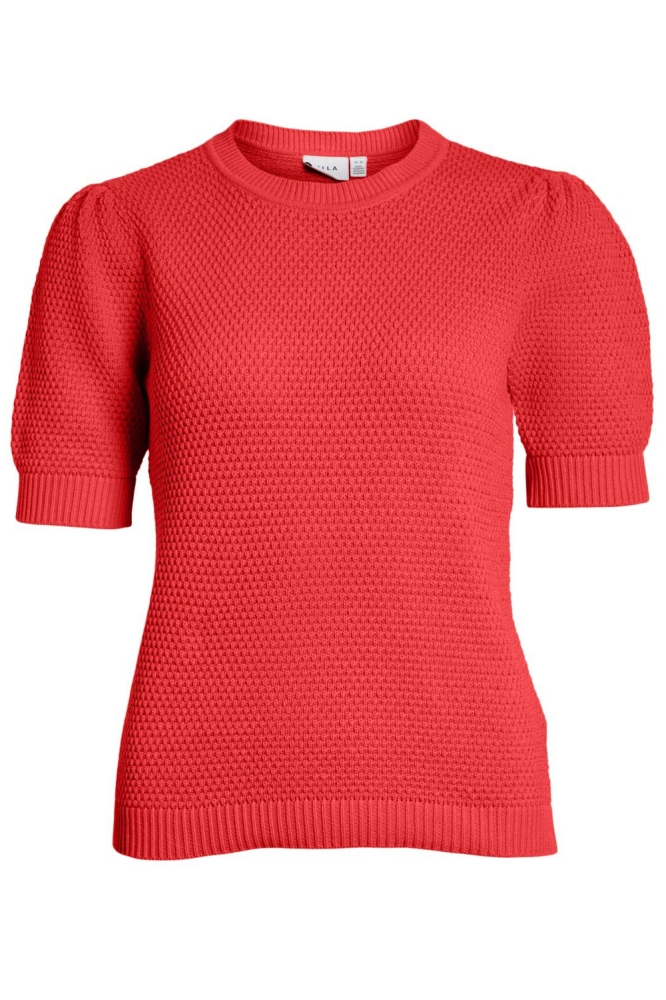 VIDALO O-NECK S/S KNIT TOP - NOOS 14084421 Poppy Red