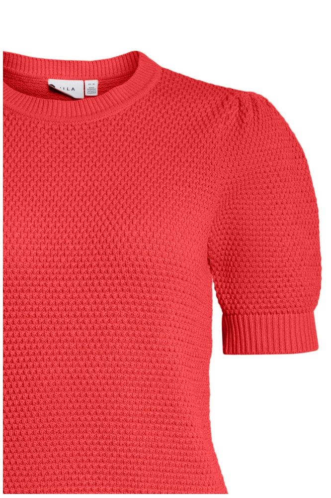 VIDALO O-NECK S/S KNIT TOP - NOOS 14084421 Poppy Red