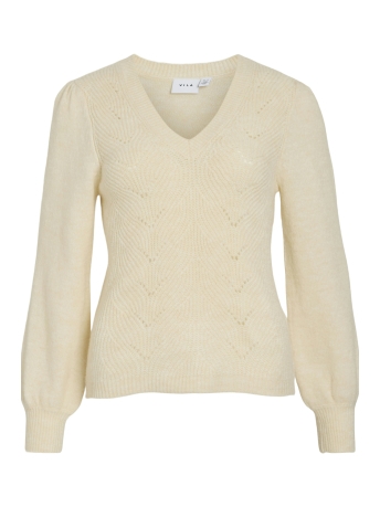 Vila Trui VICLEO V-NECK L/S DETAIL KNIT TOP/R 14098872 BIRCH