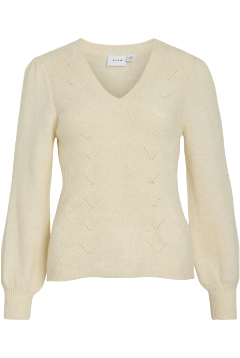 Vila vicleo v-neck l/s detail knit top/r