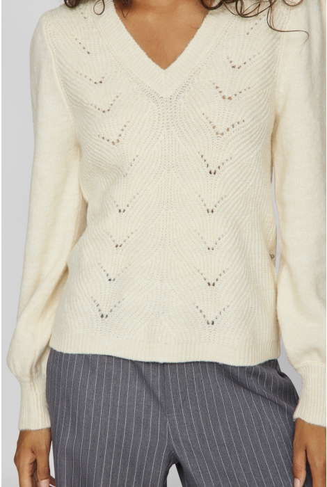 Vila vicleo v-neck l/s detail knit top/r