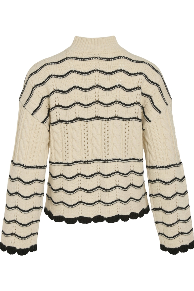 VIOVIRINA HIGH NECK L/S CABLE KNIT 14098580 BIRCH/BLACK BEAUTY