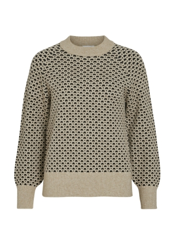 Vila Trui VIRIL CHECKED L/S KNIT TOP - NOOS 14102748 NATURAL MELANGE