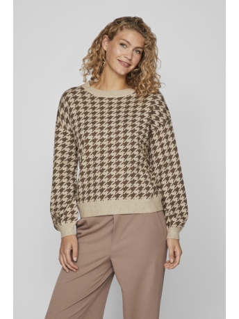 Vila Trui VIRIL L/S HOUNDSTOOTH KNIT TOP/KA 14095973 NATURAL MELANGE/HOUNDSTOOT