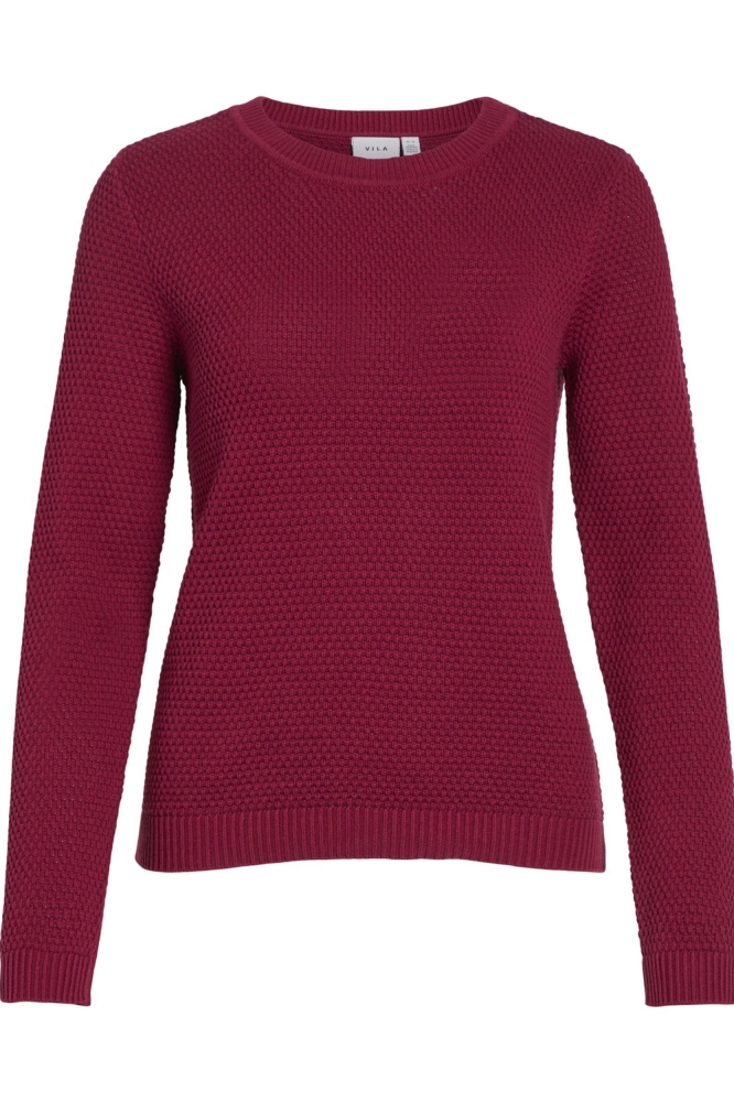 VIDALO O-NECK L/S KNIT TOP- NOOS 14082767 BEET RED