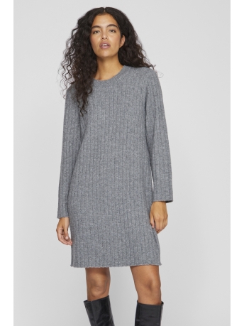 Vila Jurk VISTELLE O-NECK L/S KNIT DRESS 14103174 MEDIUM GREY MELANGE