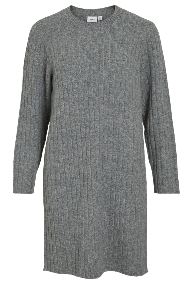 VISTELLE O-NECK L/S KNIT DRESS 14103174 MEDIUM GREY MELANGE