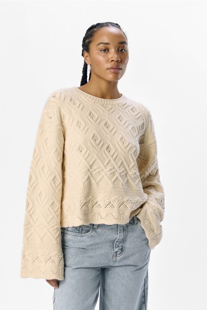 OBJALYSSA LO L/S KNIT PULLOVER 137 23046052 SANDSHELL/MELANGE