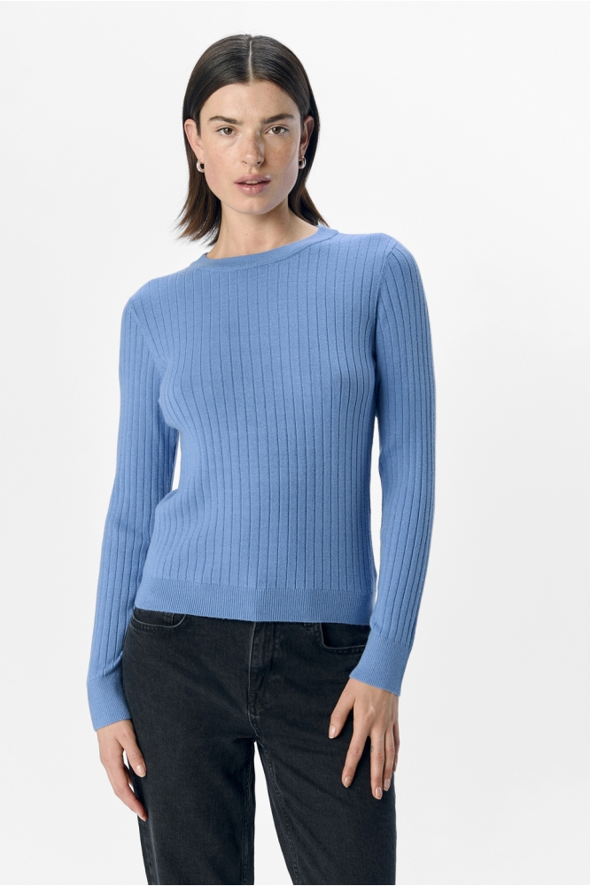 OBJNOELLE RE L/S KNIT O-NECK DIV 23046228 CORNFLOWER BLUE/MELANGE