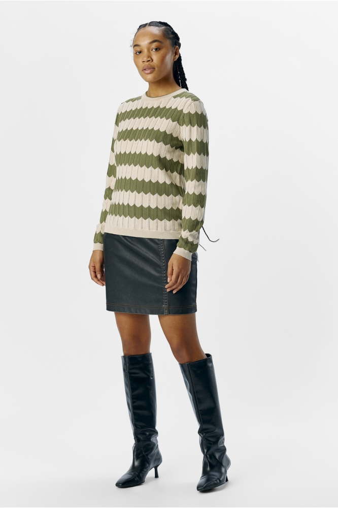 OBJEBBA L/S RE KNIT PULLOVER NOOS 23045708 SANDSHELL/CAPULET OL