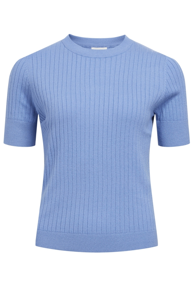 OBJNOELLE S/S KNIT T-SHIRT NOOS 23040626 CORNFLOWER BLUE/MELANGE