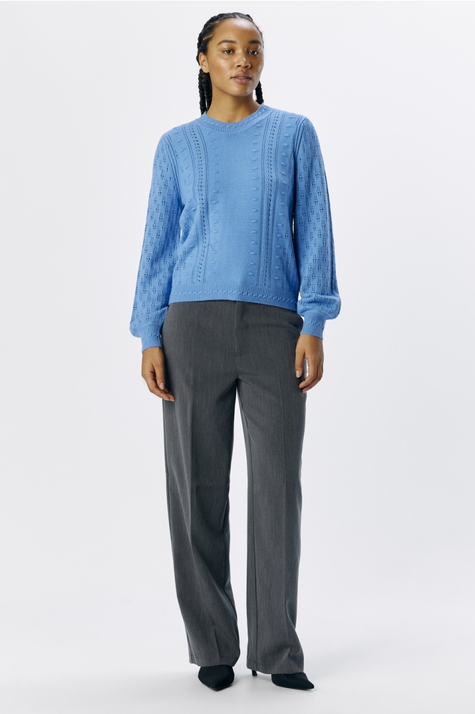 OBJINGE L/S RE O-NECK KNIT NOOS 23045726 CORNFLOWER BLUE