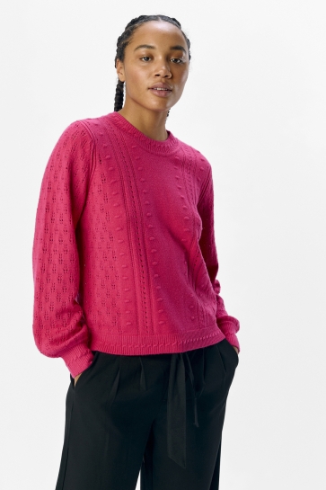 Object Trui OBJINGE L/S RE O-NECK KNIT NOOS 23045726 RASPBERRY SORBET