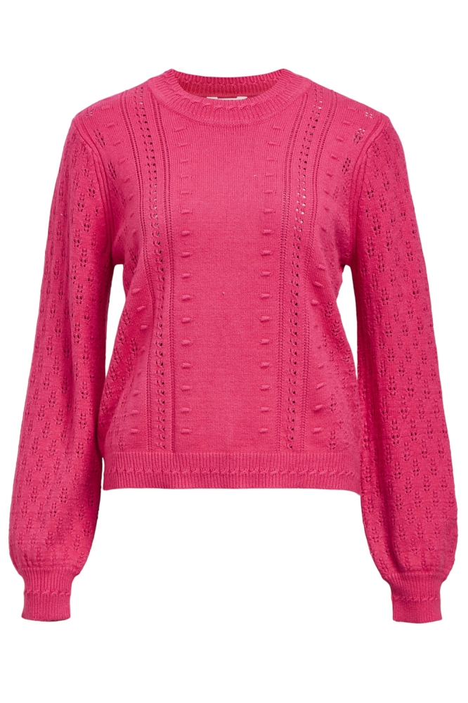 OBJINGE L/S RE O-NECK KNIT NOOS 23045726 RASPBERRY SORBET