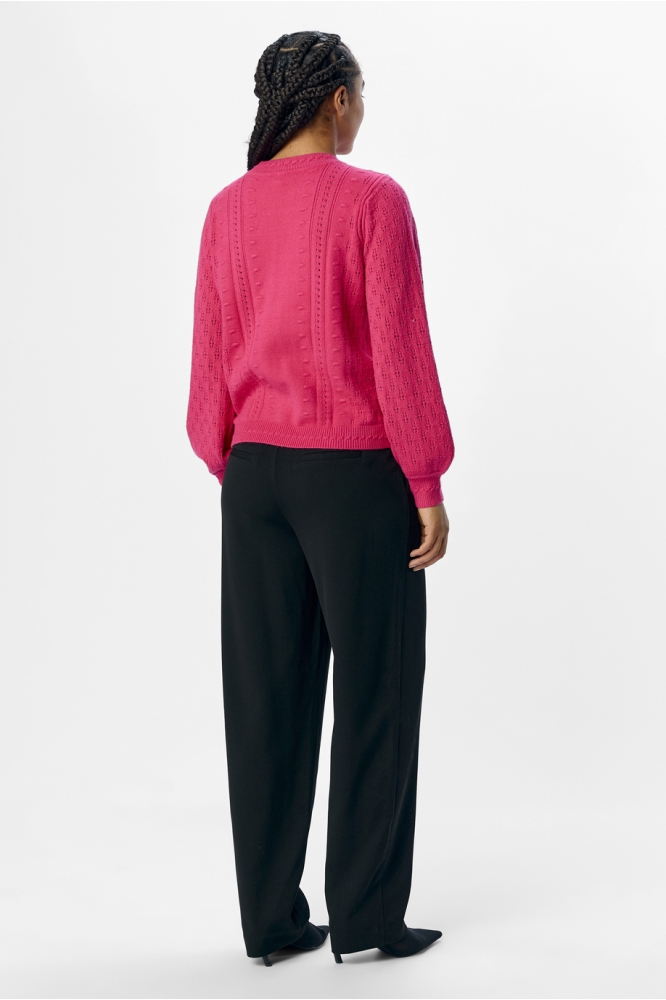 OBJINGE L/S RE O-NECK KNIT NOOS 23045726 RASPBERRY SORBET