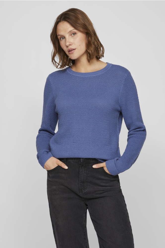 VIDALO O-NECK L/S KNIT TOP- NOOS 14082767 Bijou Blue