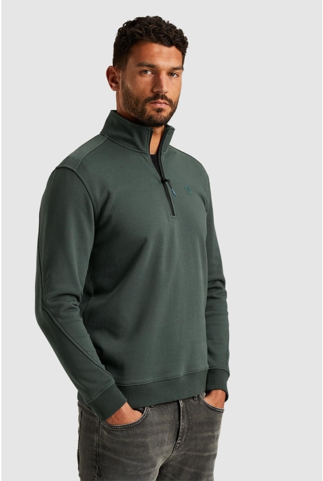 Cast Iron half zip collar cotton terry