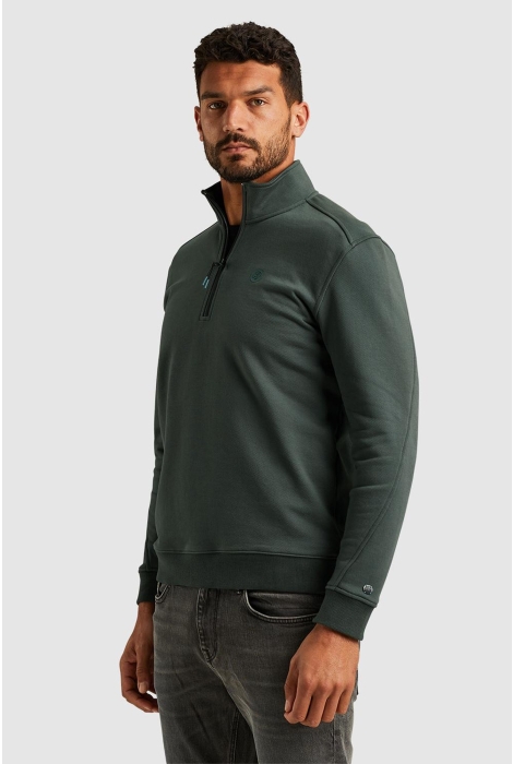 Cast Iron half zip collar cotton terry