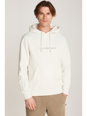 Calvin Klein Trui CHENILLE MONOLOGO HOODIE J30J326637 IVORY