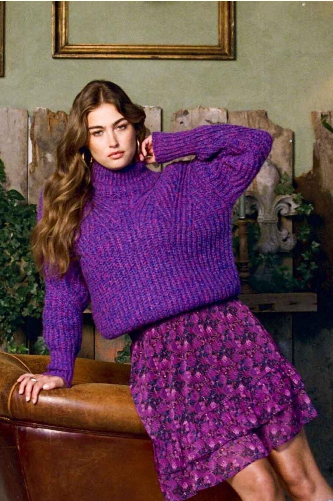 AMARIS KNIT SWEATER 24WLF10 COOL PURPLE/ CERISE