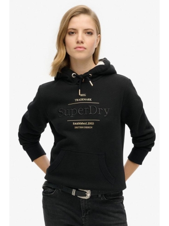 Superdry Trui LUXE METALLIC LOGO HOODIE W2012141A BLACK