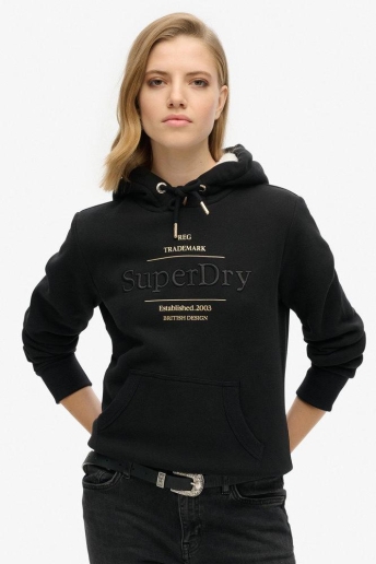 Superdry Trui LUXE METALLIC LOGO HOODIE W2012141A BLACK