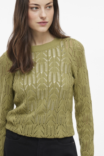 Vila Trui VICOTTI O-NECK L/S KNIT TOP 14102684 SAGE