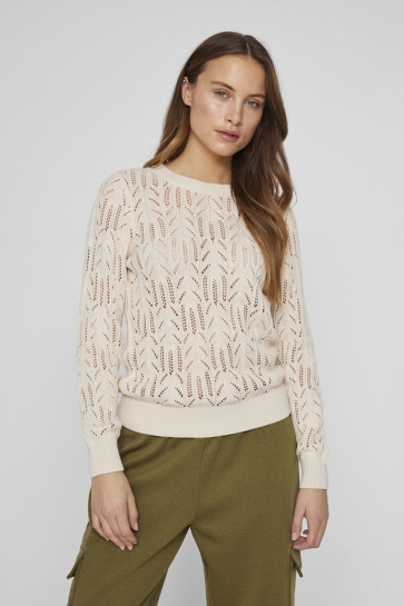 Vila Trui VICOTTI O-NECK L/S KNIT TOP 14102684 BIRCH